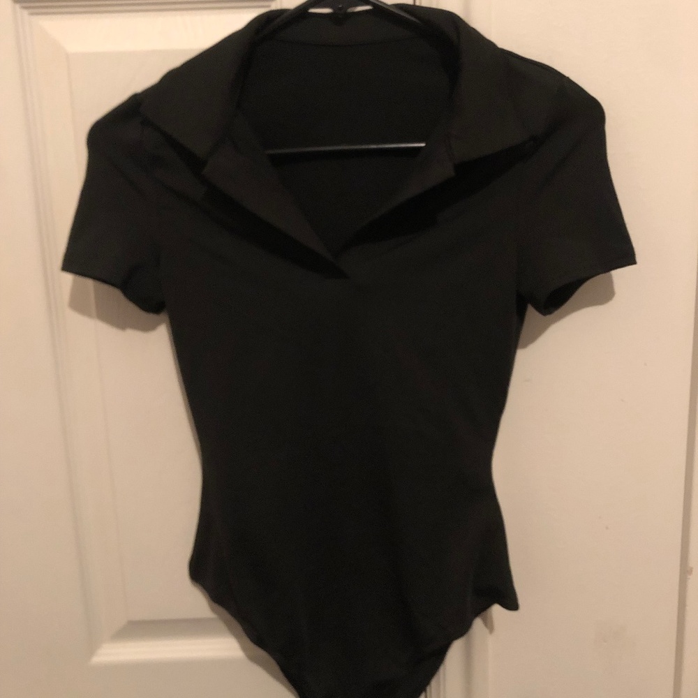 Black collared bodysuit